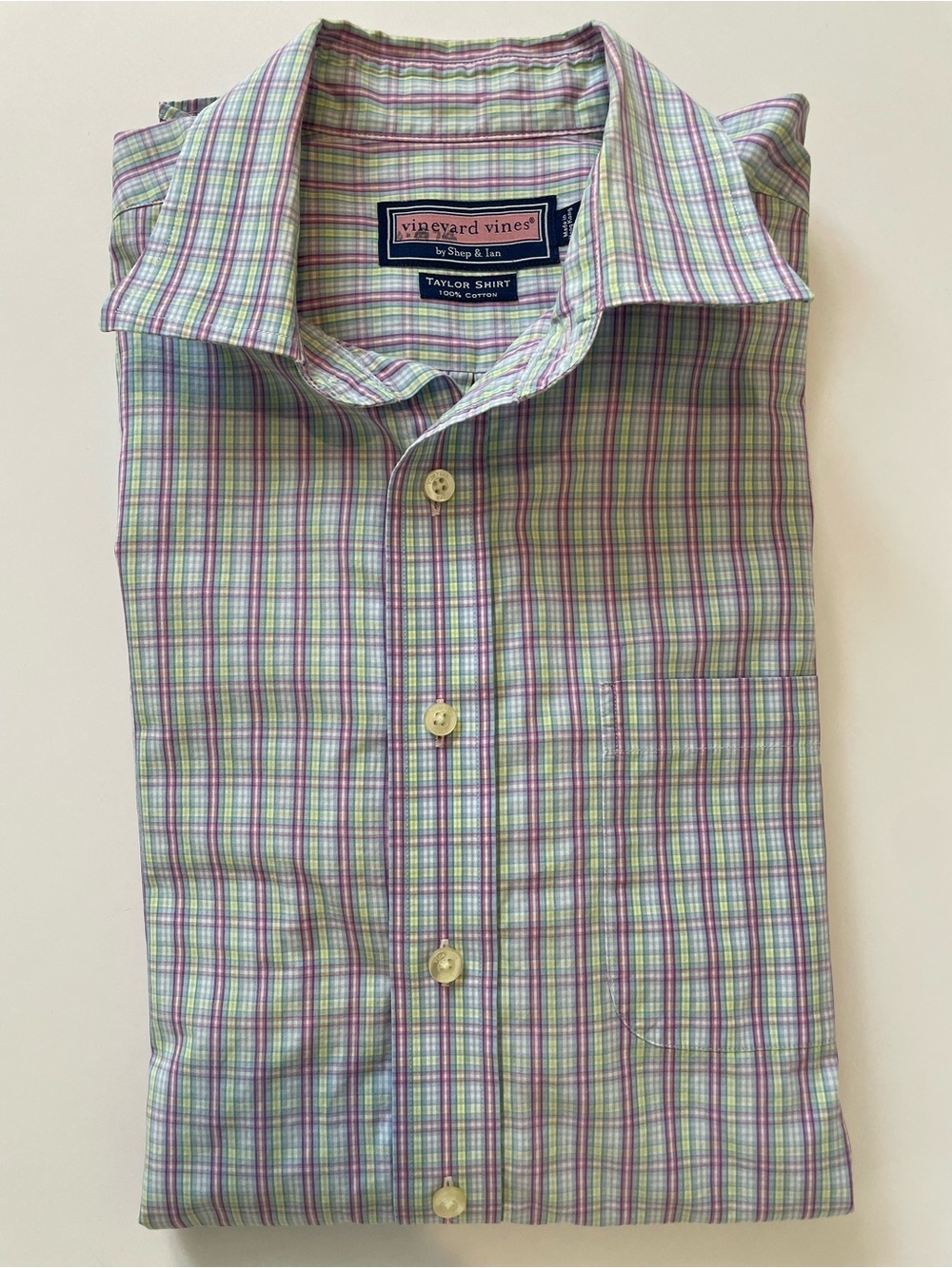 Vineyard Vines Men's Green & Purple Plaid Taylor Shirt